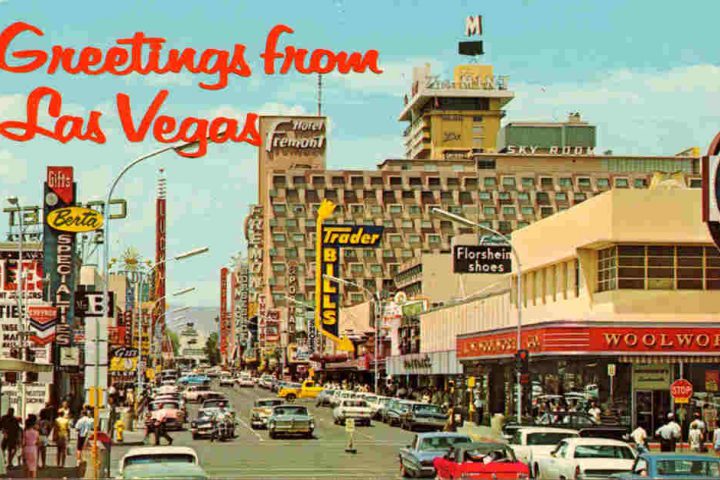 Carte postale de Las Vegas dans les années cinquante