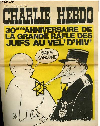 Couverture Charlie Hebdo Rafle Vel d'Hiv Jewpop