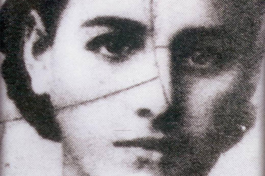 Photo représentant un visage de femme juive disparue pendant la Shoah extraite du film Zakhor Jewpop en noir et blanc