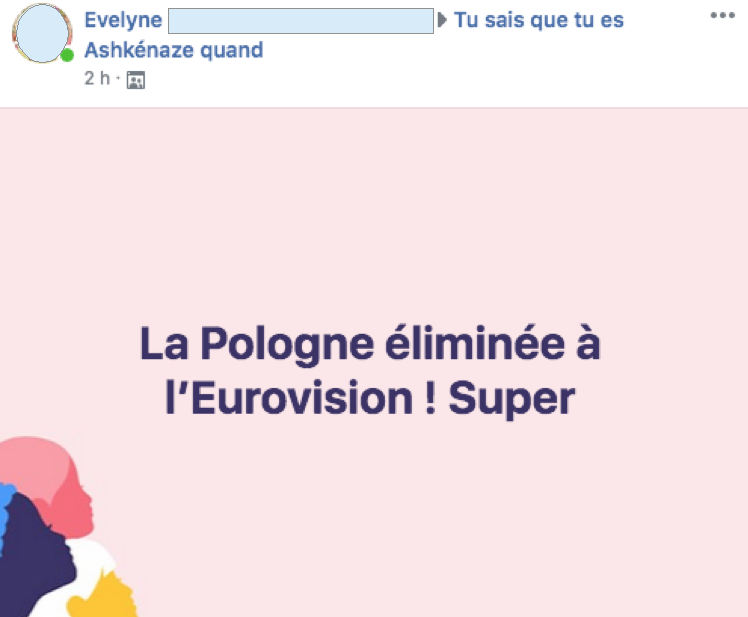 Visuel d'un post Facebook sur l'Eurovision Jewpop