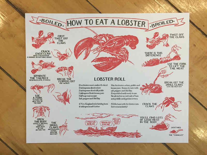Photo représentant un flyer expliquant comment manger un homard Jewpop