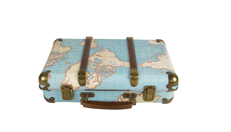Photo d'une valise imprimée d'une mappemonde Asie Jewpop