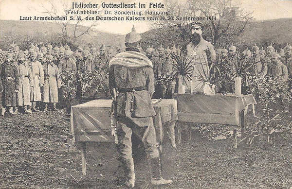Soldats juifs allemand pendant la première guerre mondiale, célébrant un office religieux Jewpop